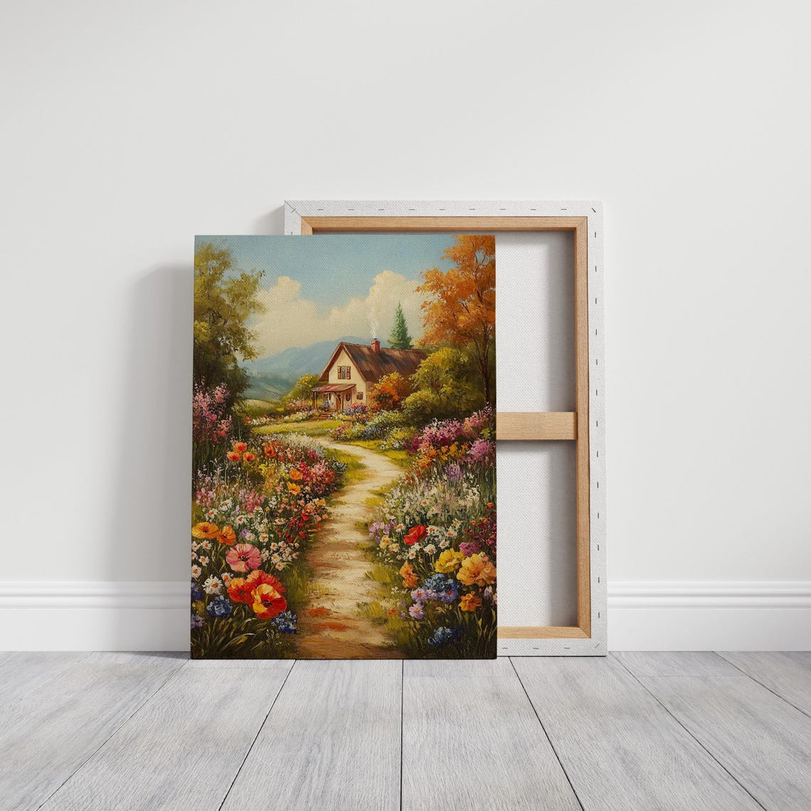 Charming Cottage Floral Path Vintage Style Blooming Garden Poster - Image 3