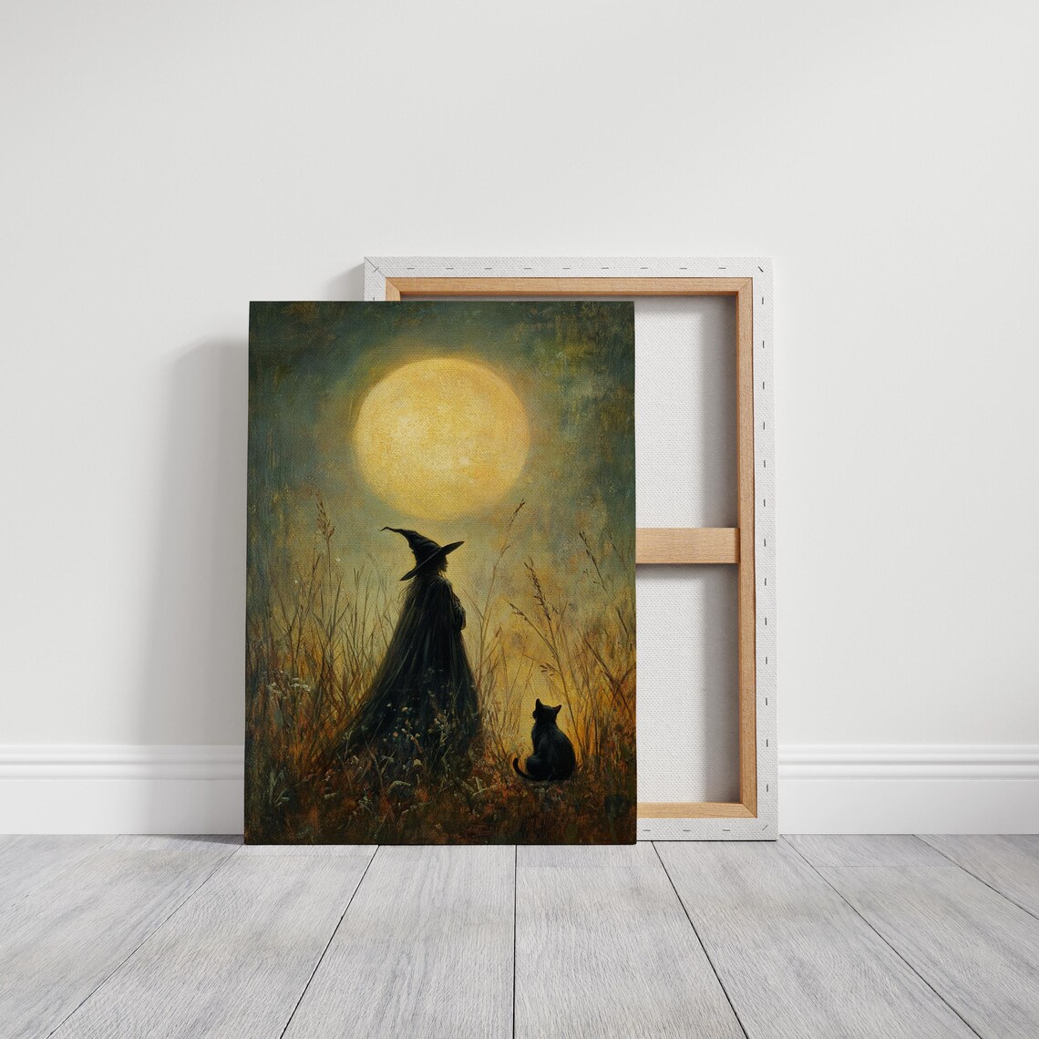 Witch And Black Cat, Mystical Autumn Scene - Image 3