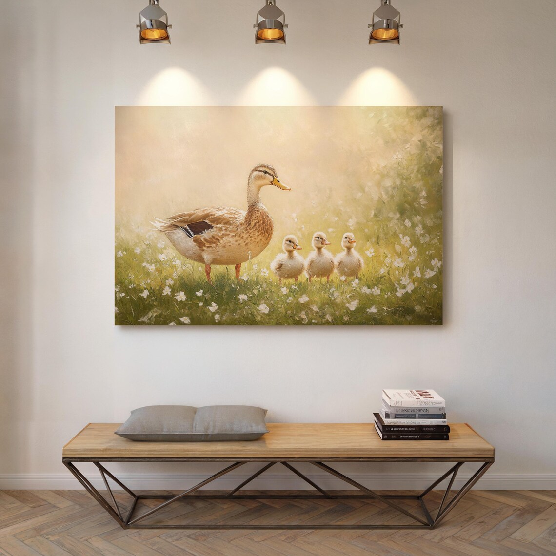 Mother Duck and Ducklings, Rustic Farmhouse Meadow Art Print - Image 6