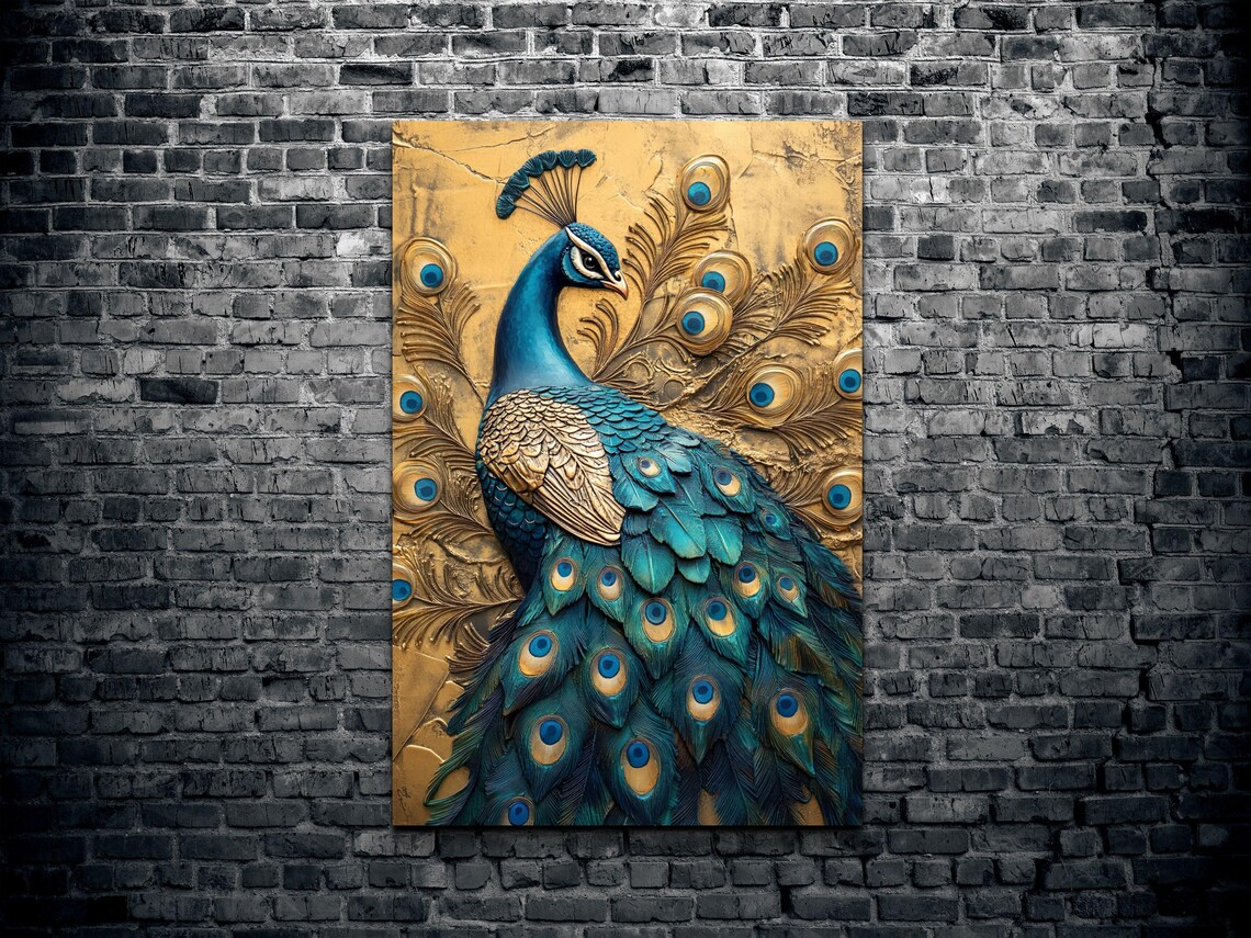 Victorian Peacock, Oil Paint Style Wall Art Print - Image 2
