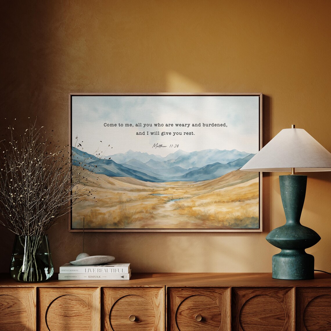 Matthew 11:28 Watercolor Mountain, Bible Verse - Image 4