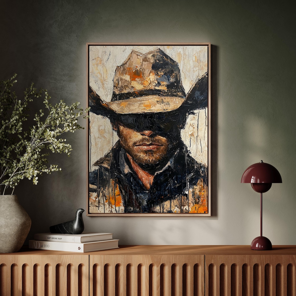 Western Cowboy Portrait, Rustic Country Wall Art Print