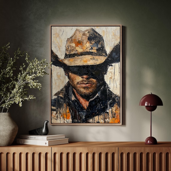 Western Cowboy Portrait, Rustic Country Wall Art Print