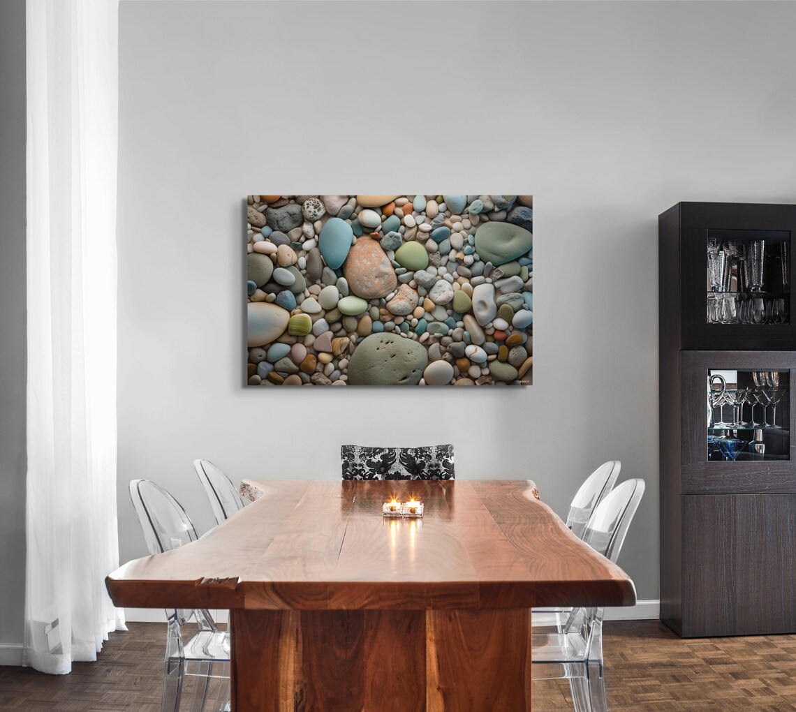 Beach Rocks and Pebbles Art Print, Farmhouse Decor - Image 7