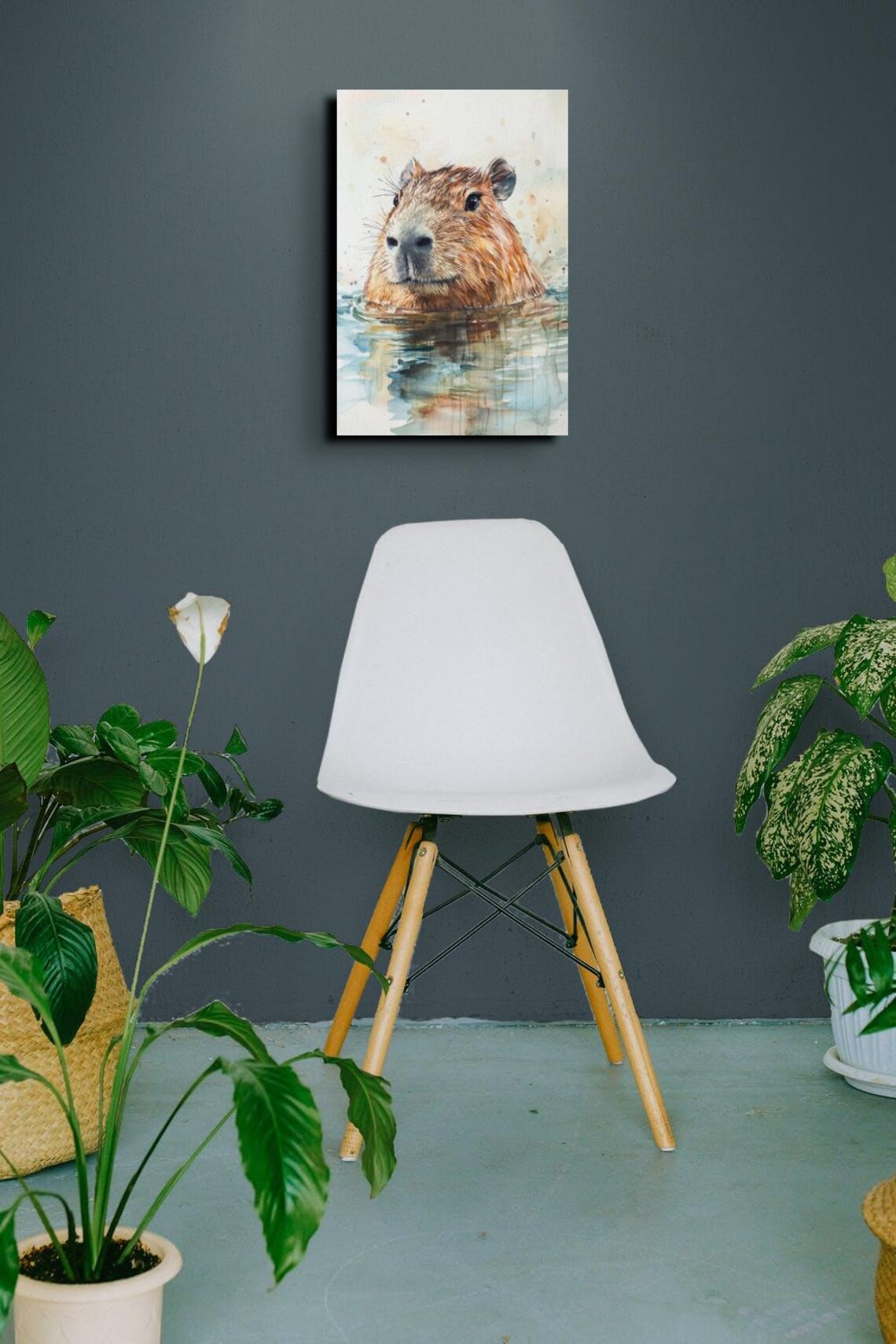 Capybara Watercolor Animal Art Print, Abstract Modern - Image 3