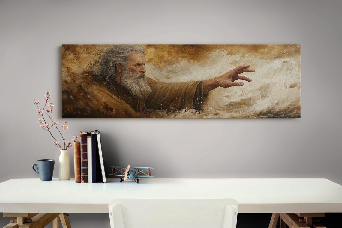 Moses Parting The Sea Biblical Epic Ocean Waves Dramatic Christian Poster - Image 3