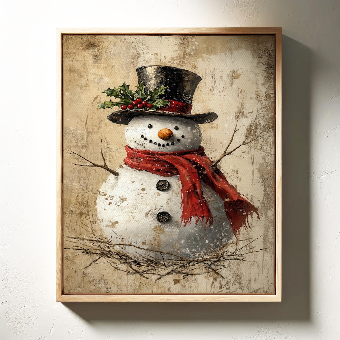 Vintage Snowman Farmhouse Christmas Wall Art Print - Image 5