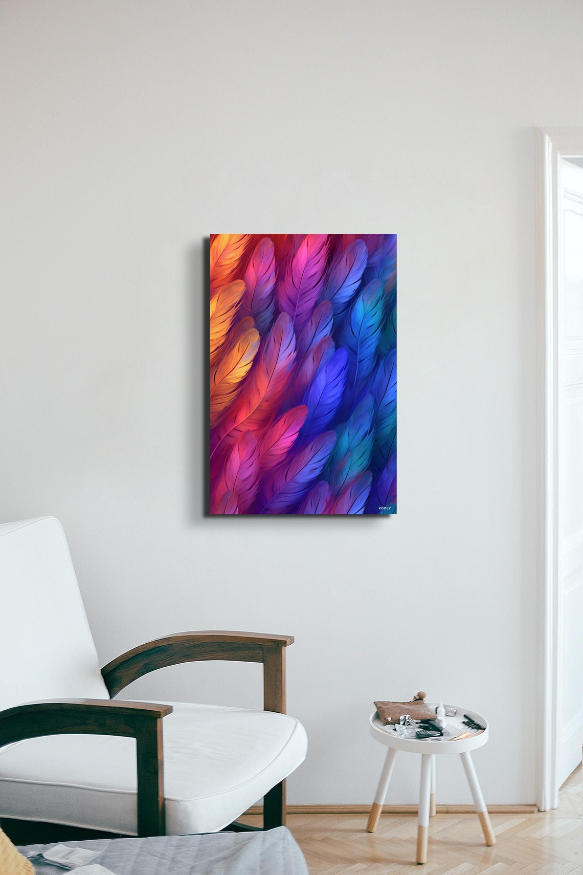 Rainbow Feathers Gradient Colorful Plumage Closeup Art Poster - Image 4