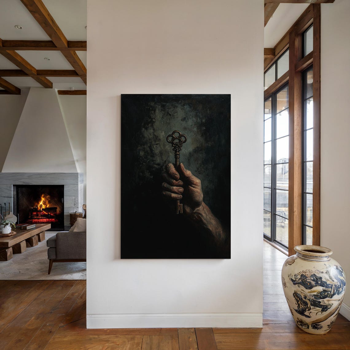 Hand Holding Skeleton Key Dark Gothic Vintage Mysterious Art Poster - Image 4