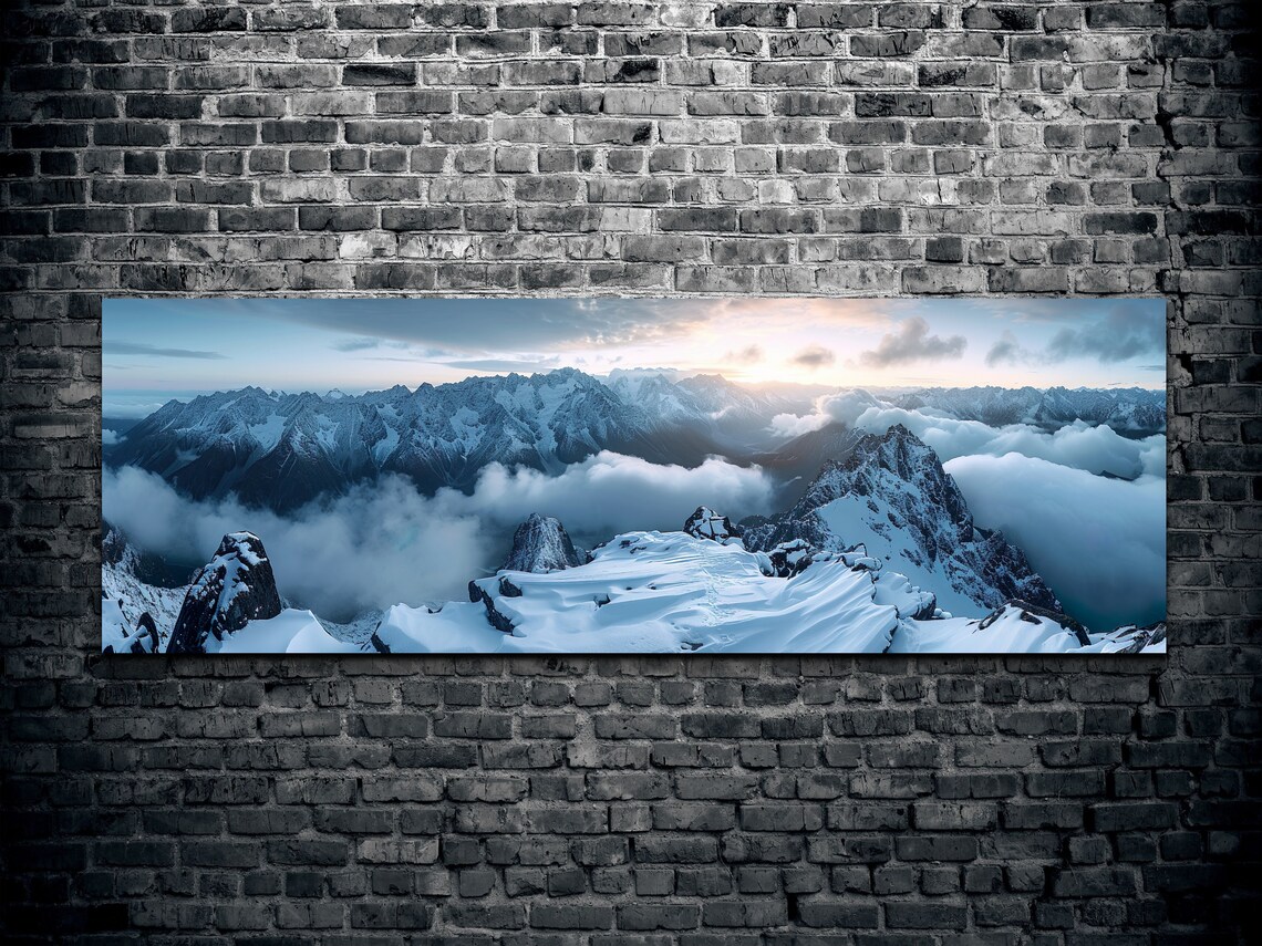 Snow Covered Andes Mountains, Panoramic Nature Art Print - Image 2