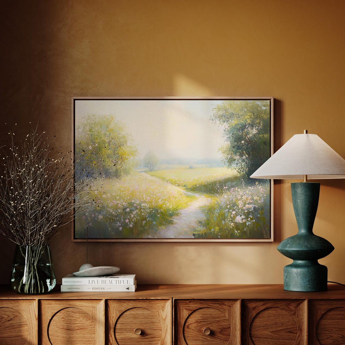 Wildflower Meadow Path Soft Impressionist Pastel Countryside Poster - Image 6