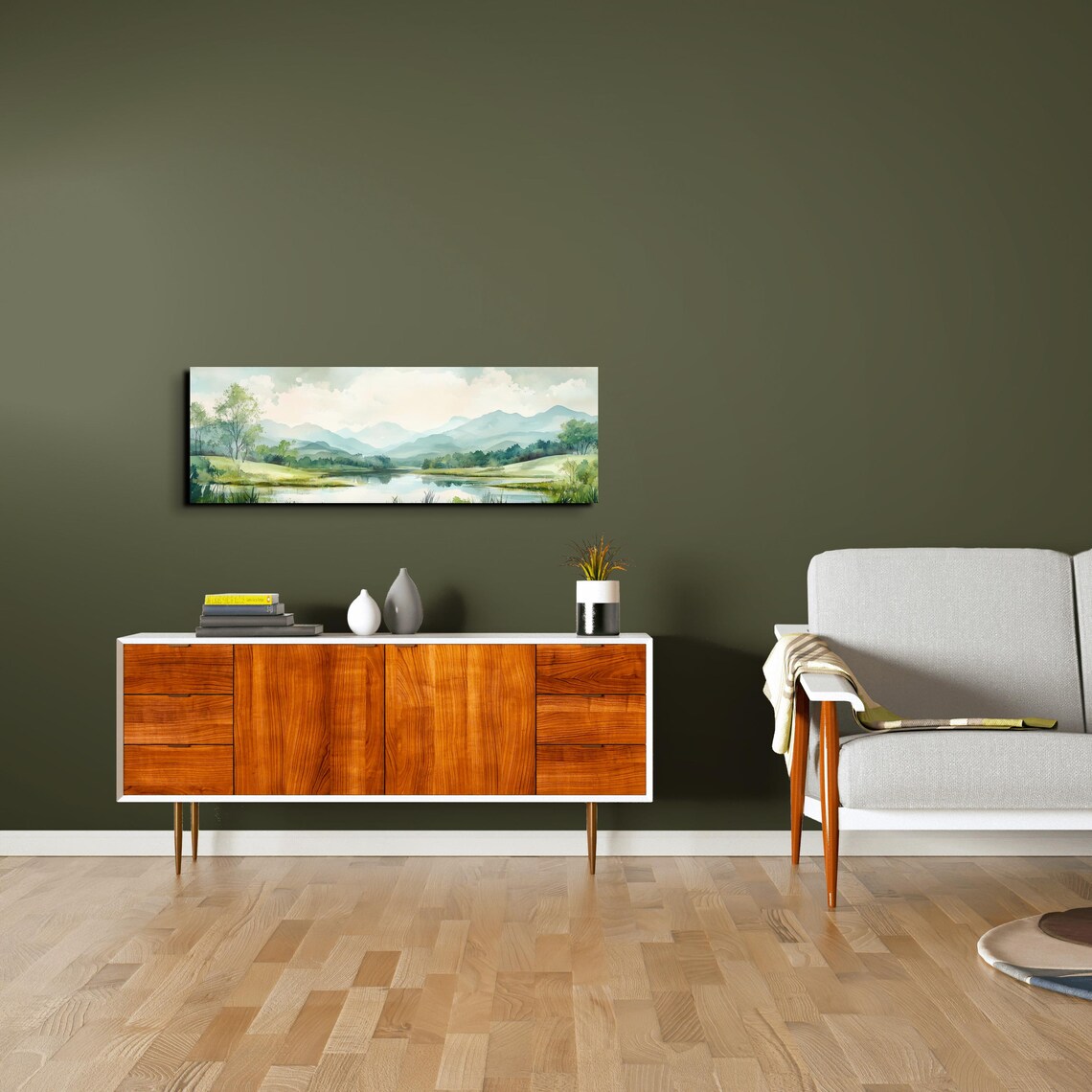 Serene Mountain Landscape, Panoramic Wall Art Print - Image 4