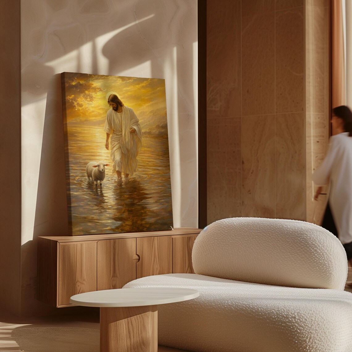 Jesus Walking With Lamb, Peaceful Christian Art Print - Image 7