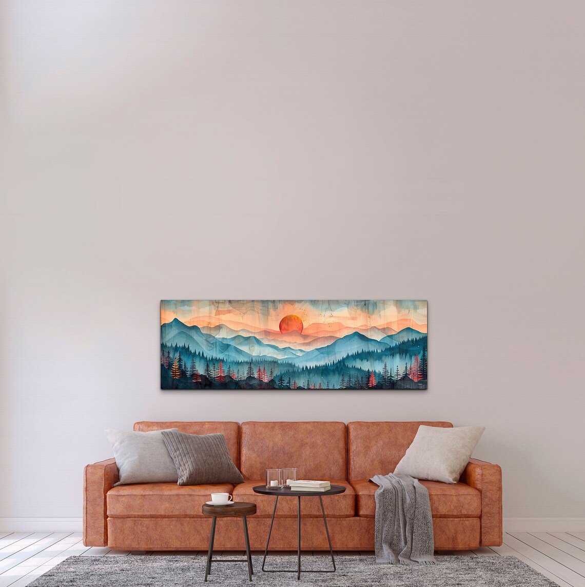 Rocky Mountain Mid-Century Modern Panoramic Art Print - Image 4