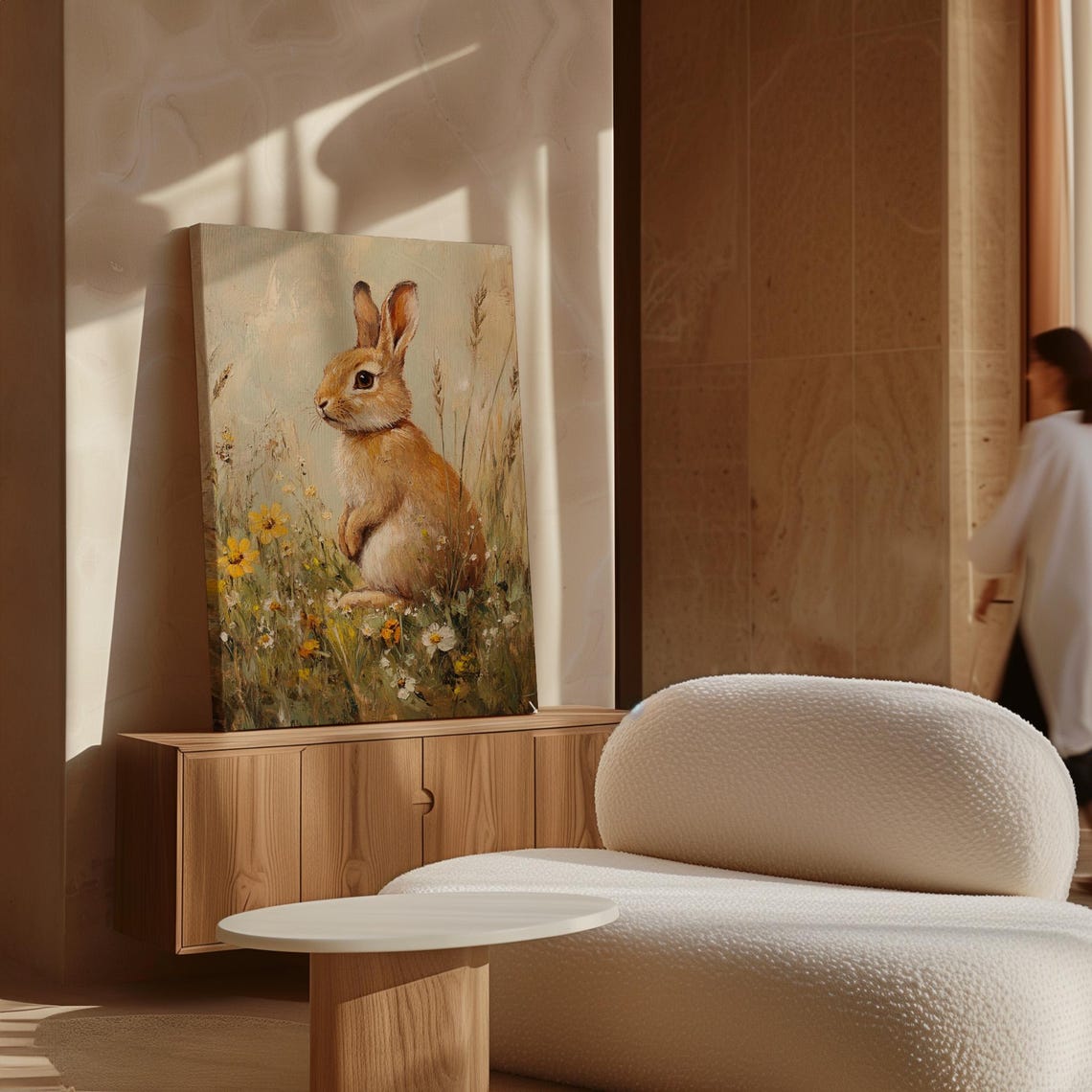Orange Rabbit Sitting in Wildflower Meadow Cute Bunny Art Print - Image 7