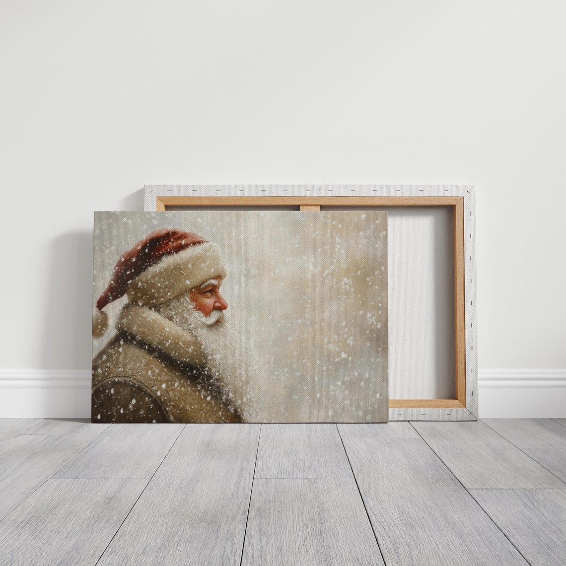Vintage Santa Claus in Snowfall Nostalgic Christmas Portrait Poster - Image 6