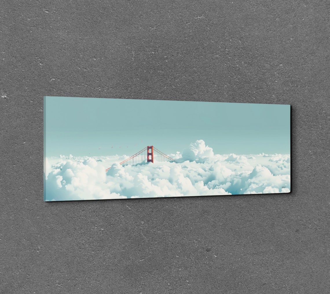 Golden Gate Bridge Tower Rising Above Dense White Clouds Poster - Image 3