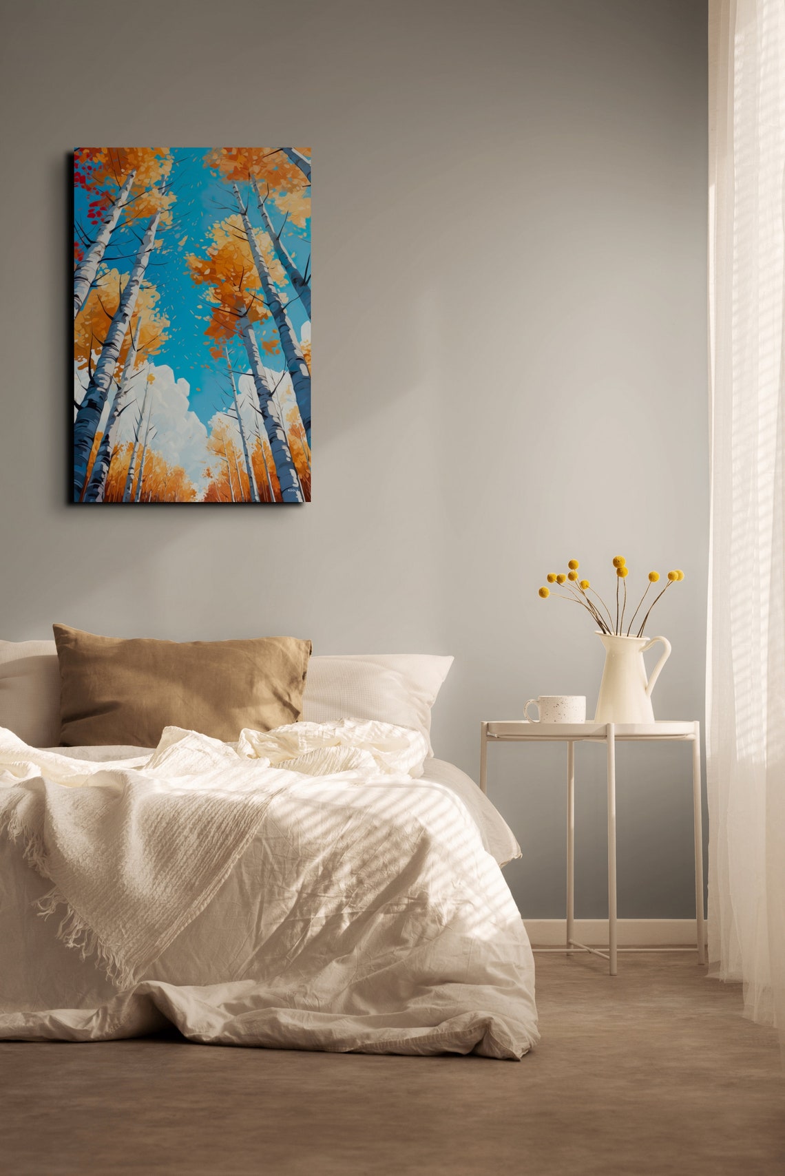 Golden Autumn Birch Trees Reaching Toward a Bright Blue Sky Poster - Image 6