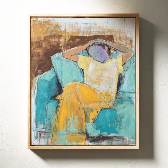 Abstract Figure On Sofa Relaxed Modern Expressionist Art