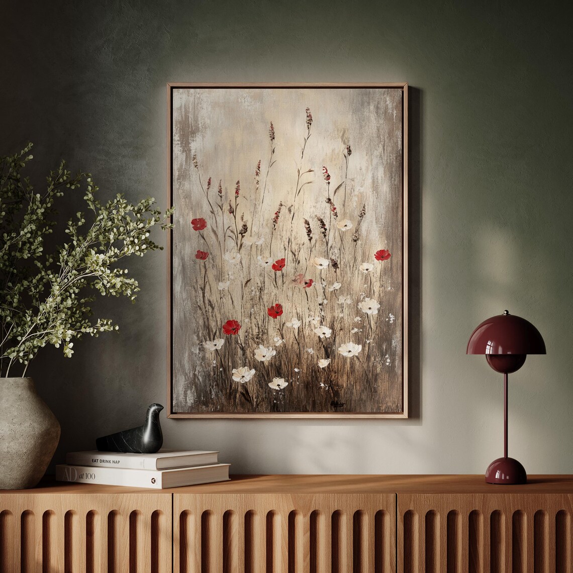 Vintage Rustic Wildflowers Red And White Blooms Floral Art Poster - Image 6