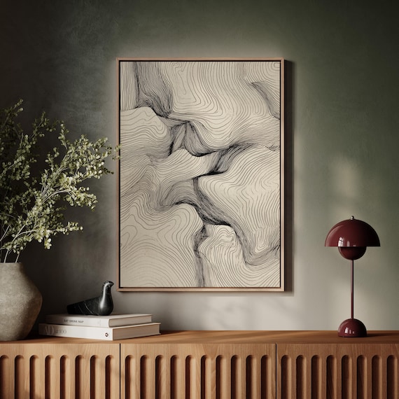 Topographic Line Abstract Art, Minimal Contour Print