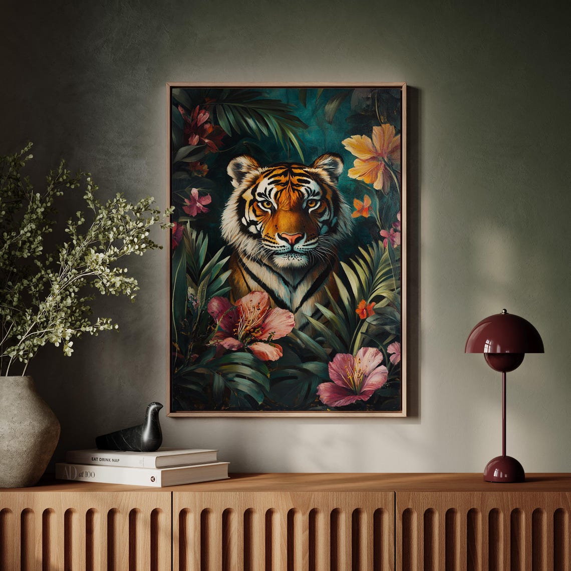 Majestic Tiger In Jungle Floral Art Vibrant Tropical Decor Poster - Image 7