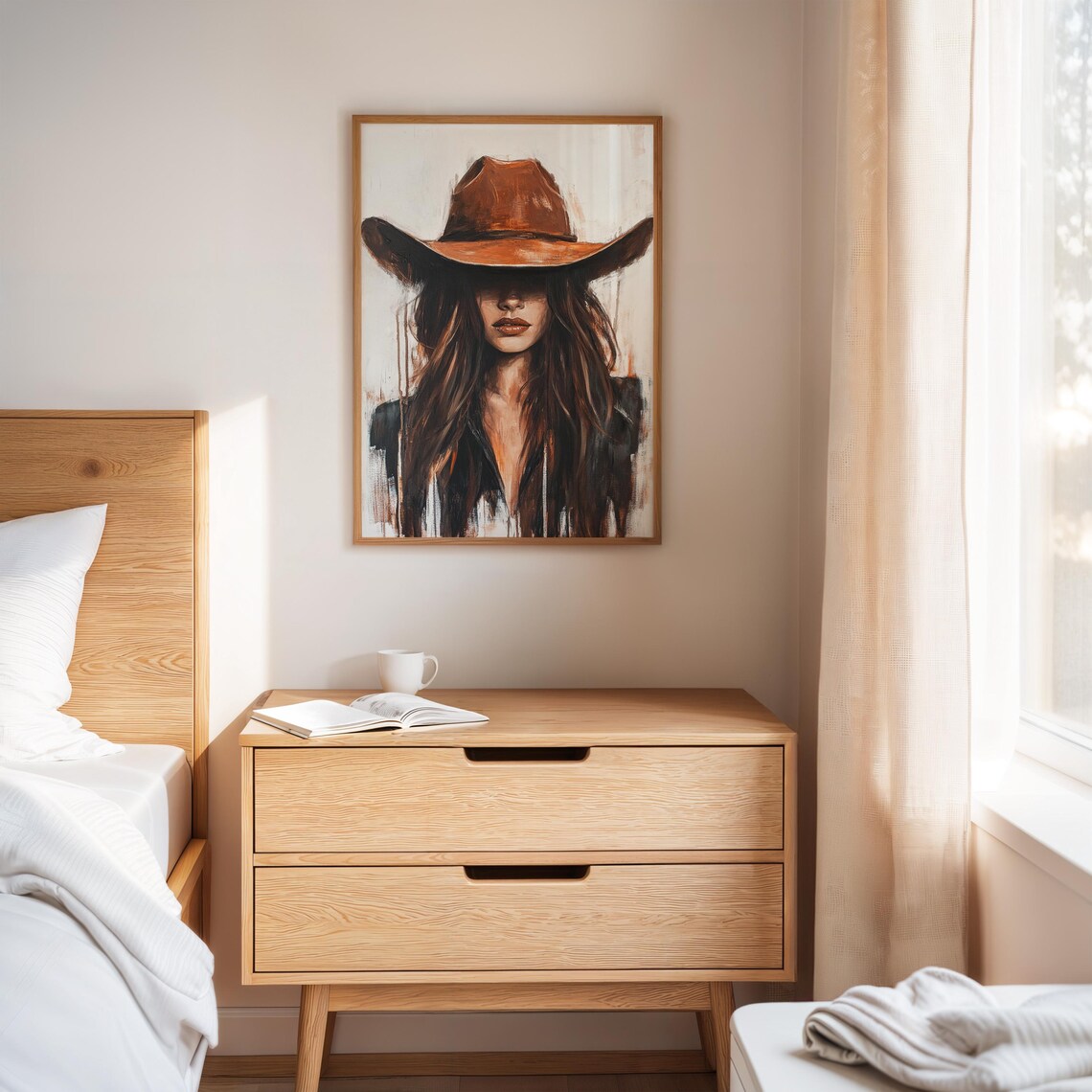 Rustic Cowgirl Portrait, Western Country Art Print - Image 3