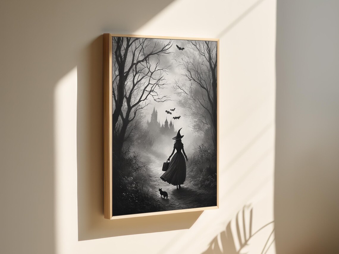 Enchanting Witch Silhouette, Haunted Path Halloween Decor - Image 3