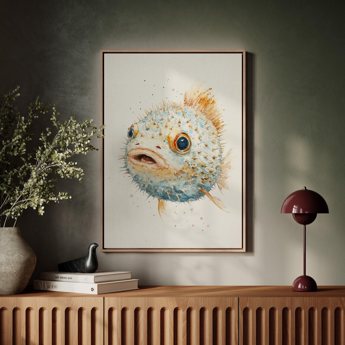 Whimsical Watercolor Pufferfish, Nautical Art Print - Image 5