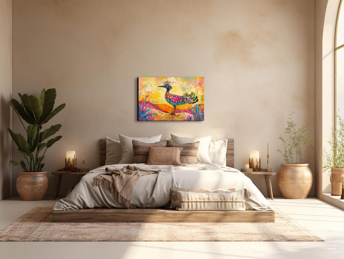 Colorful Roadrunner Desert Day Glow Whimsical Bird Art Poster - Image 6