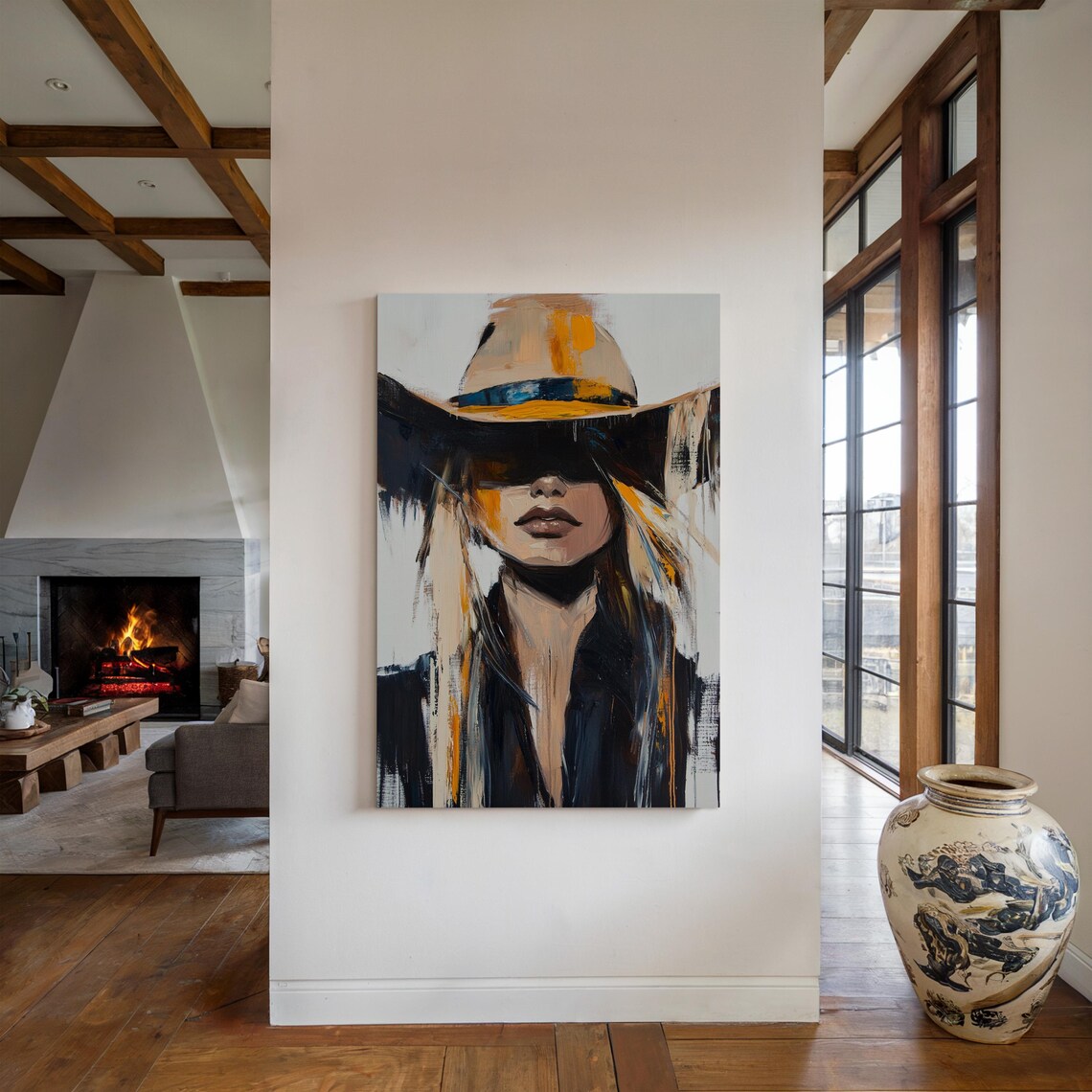 Modern Western Woman, Abstract Cowboy Hat Art Print - Image 5