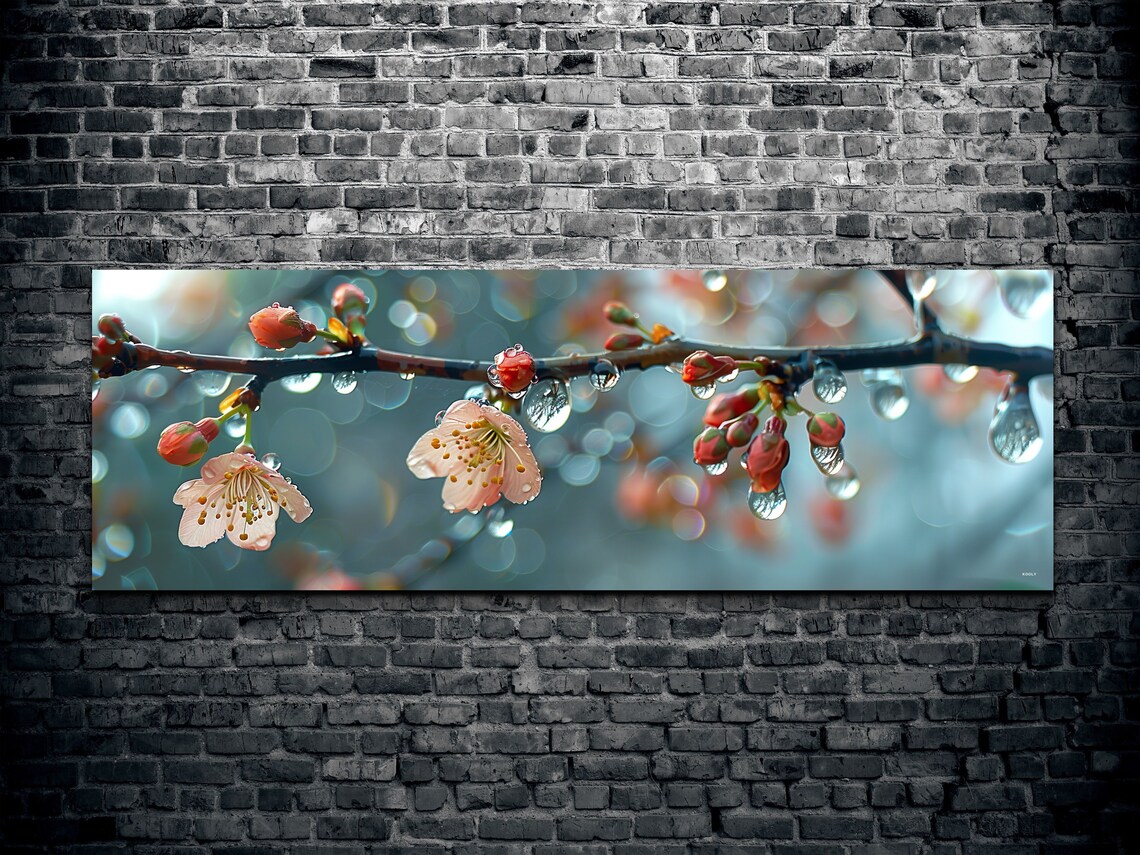 Spring Rain Drops Nature Art Print, Modern Decor - Image 2