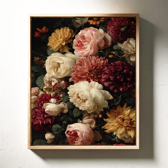 Moody Floral Bouquet Dark Romantic Wall Art