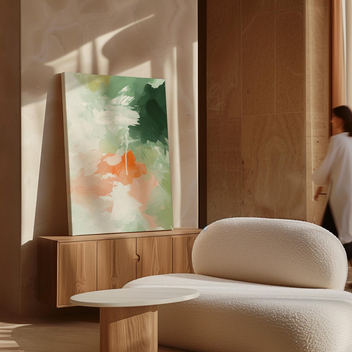 Green Orange Abstract Brushstroke Pastel Modern Art Painting Poster - Image 7