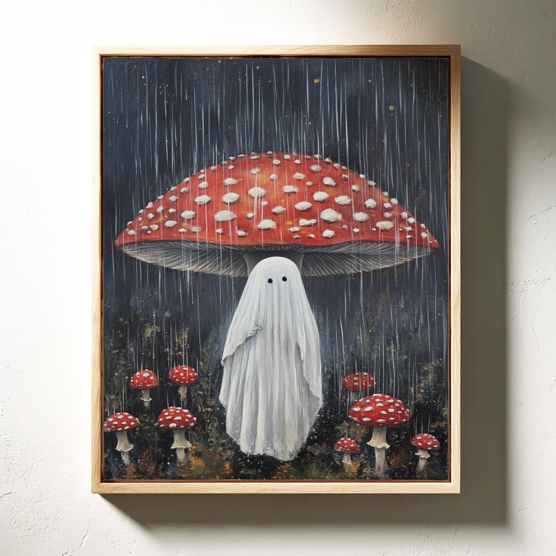 Whimsical Ghost Under Mushroom, Vintage Style Art Print - Image 7
