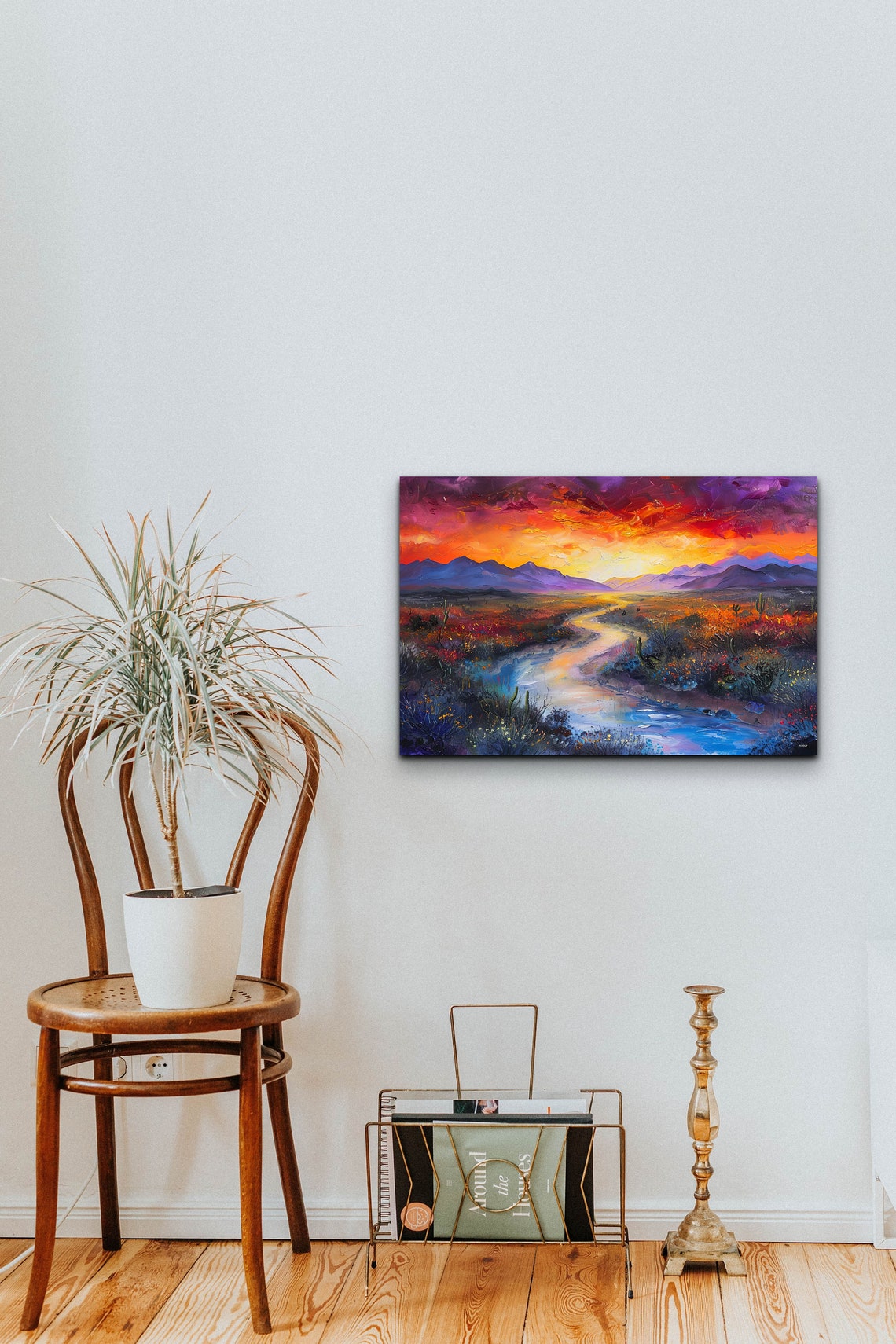 River Running Through a Desert Plain Under a Dramatic Sunset Poster - Image 4