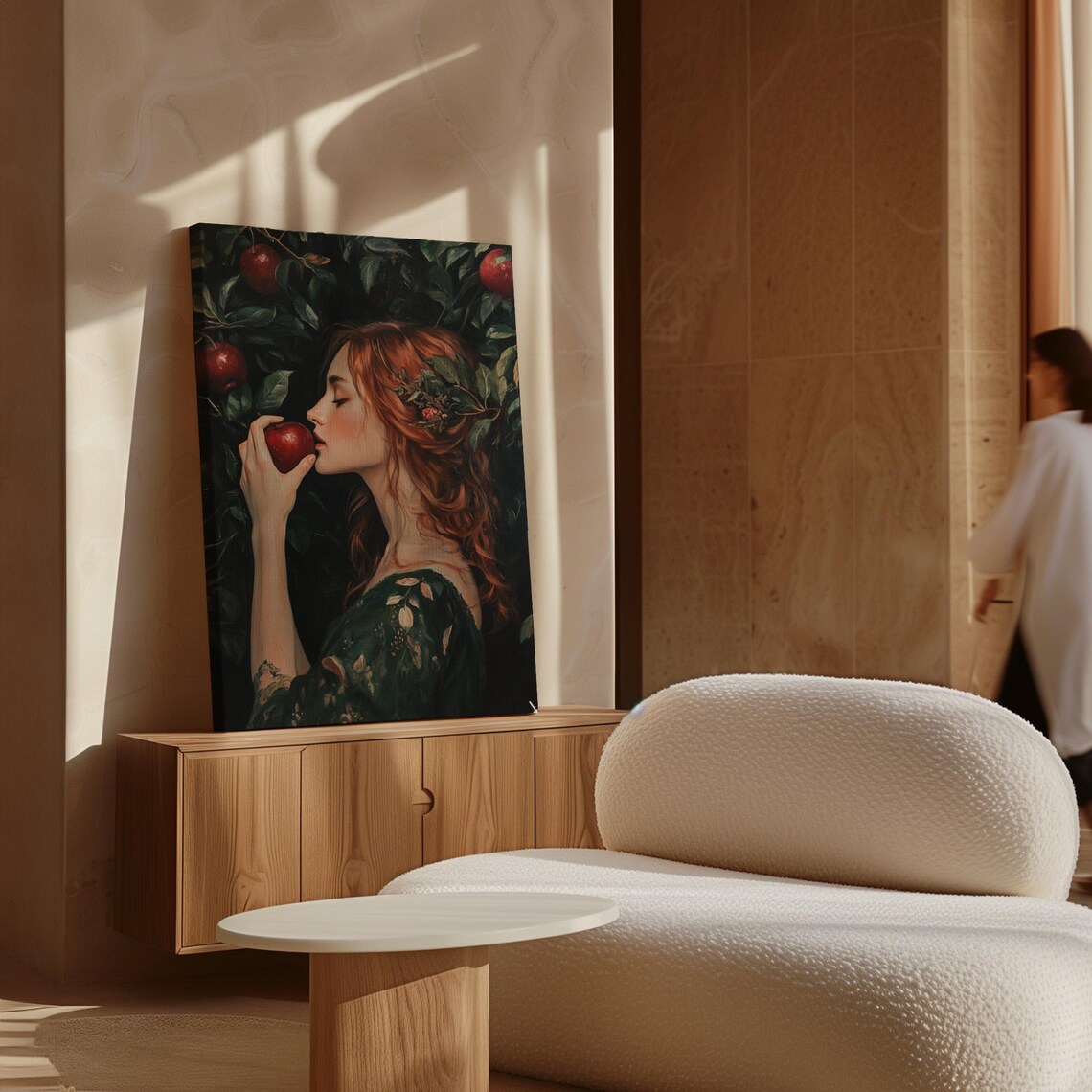 Enchanting Redhead In Orchard Wall Art Romantic Portrait With Apples And Lush Greenery - Image 4
