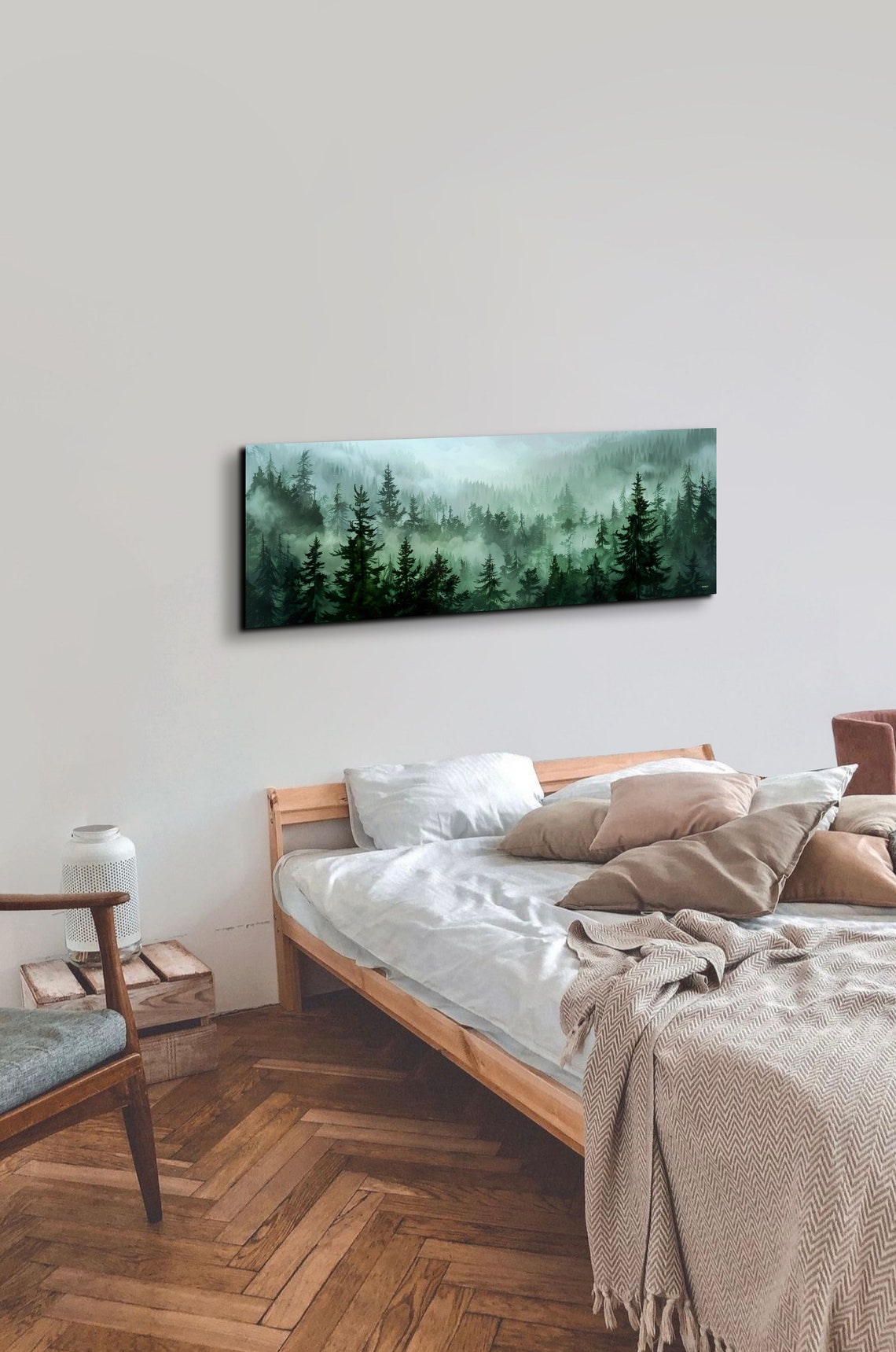 Layered Fog Drifting Through a Green Evergreen Forest Poster - Image 6