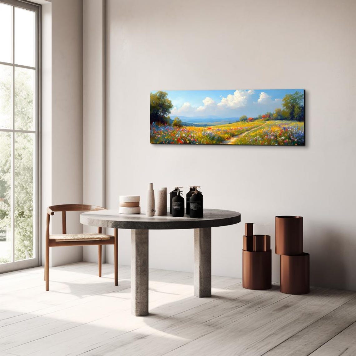 Red Barn Beyond Wildflower Field Country Lane Summer Day Poster - Image 6