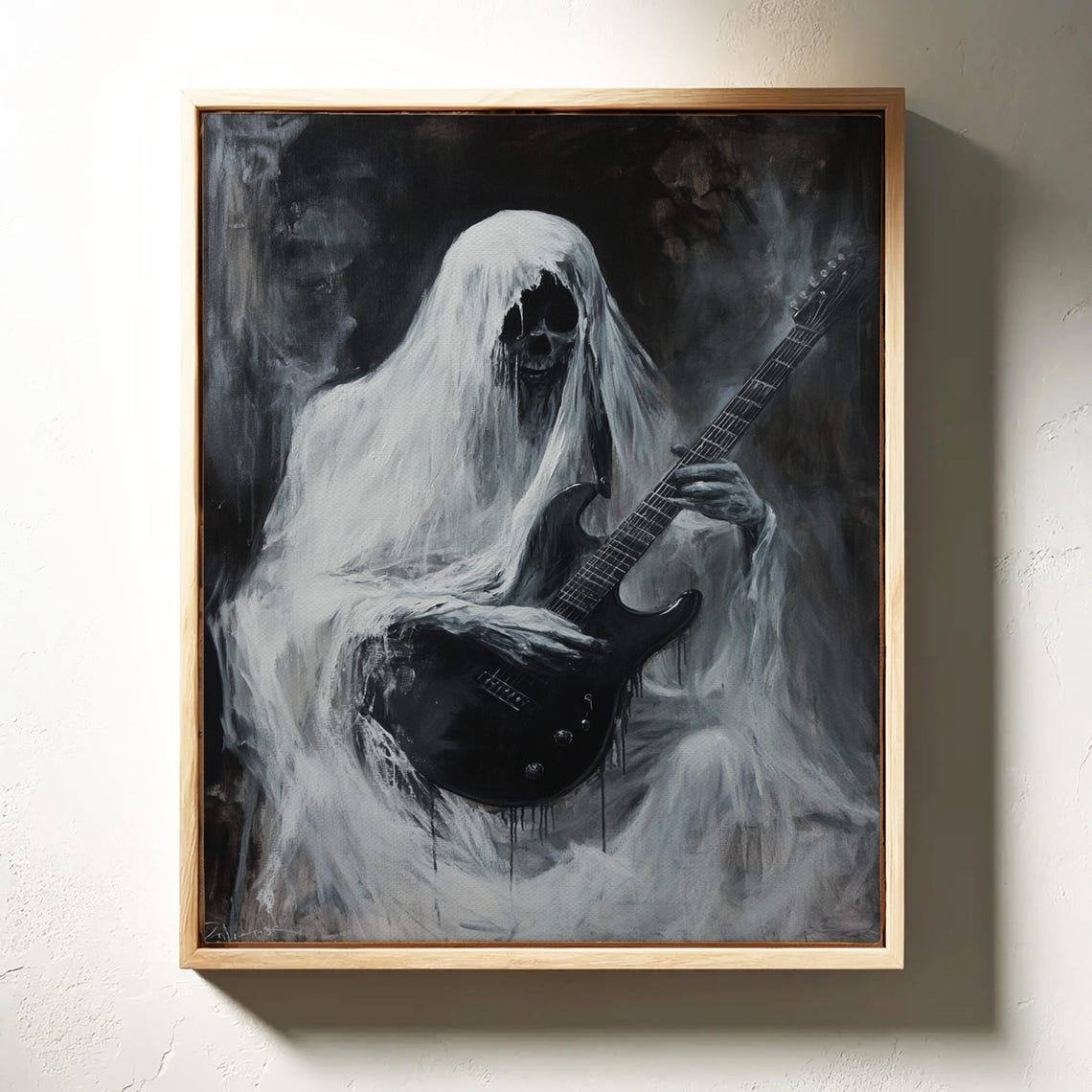 Haunting Ghost Playing Electric Guitar Dark Gothic Music Art Poster - Image 7