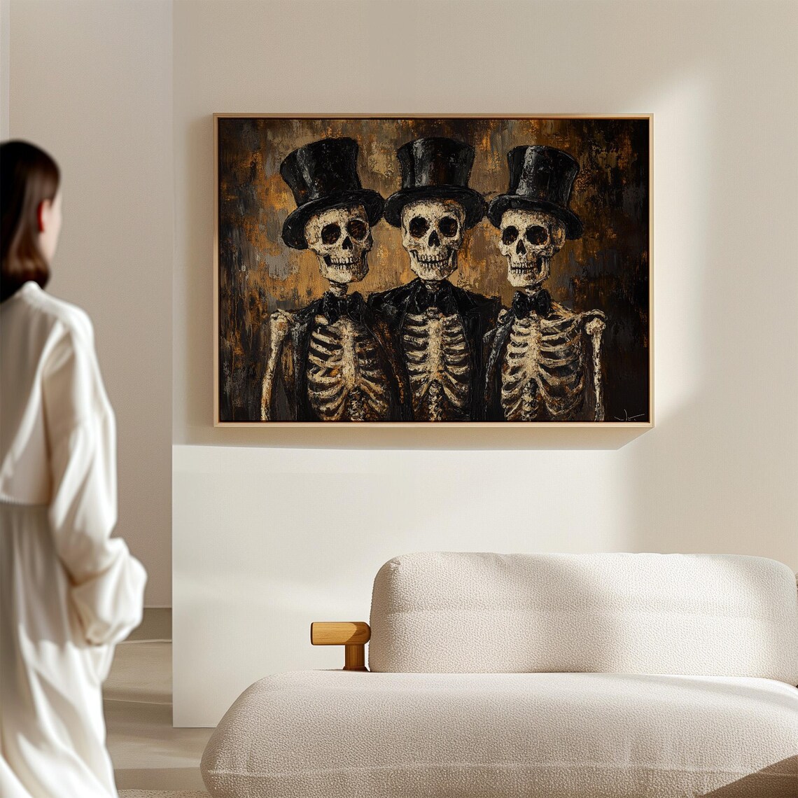 Dapper Skeleton Trio Gothic Halloween Art Print - Image 6