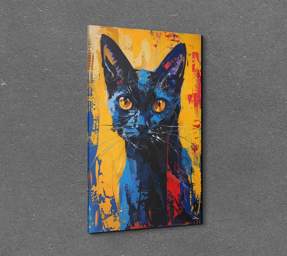 Russian Blue Cat Portrait, Cat Decor Centerpiece - Image 7