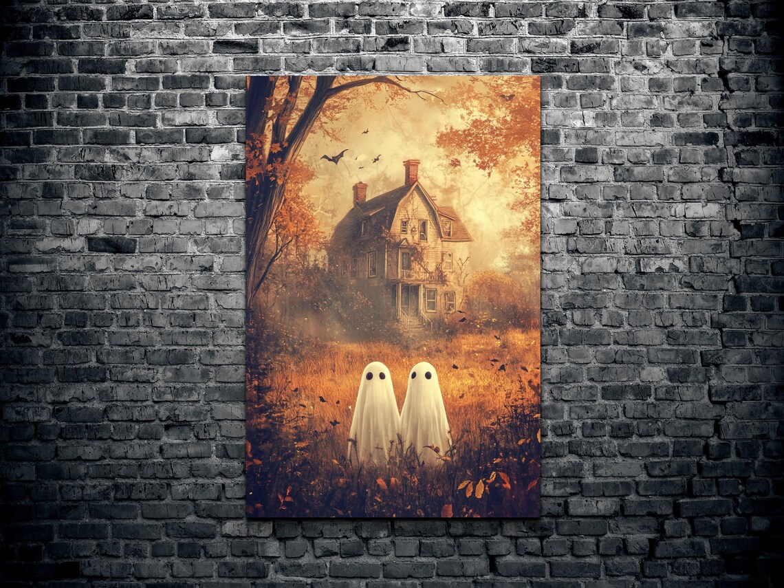 Ghost Buddies Vintage Gothic Halloween Art Print - Image 2