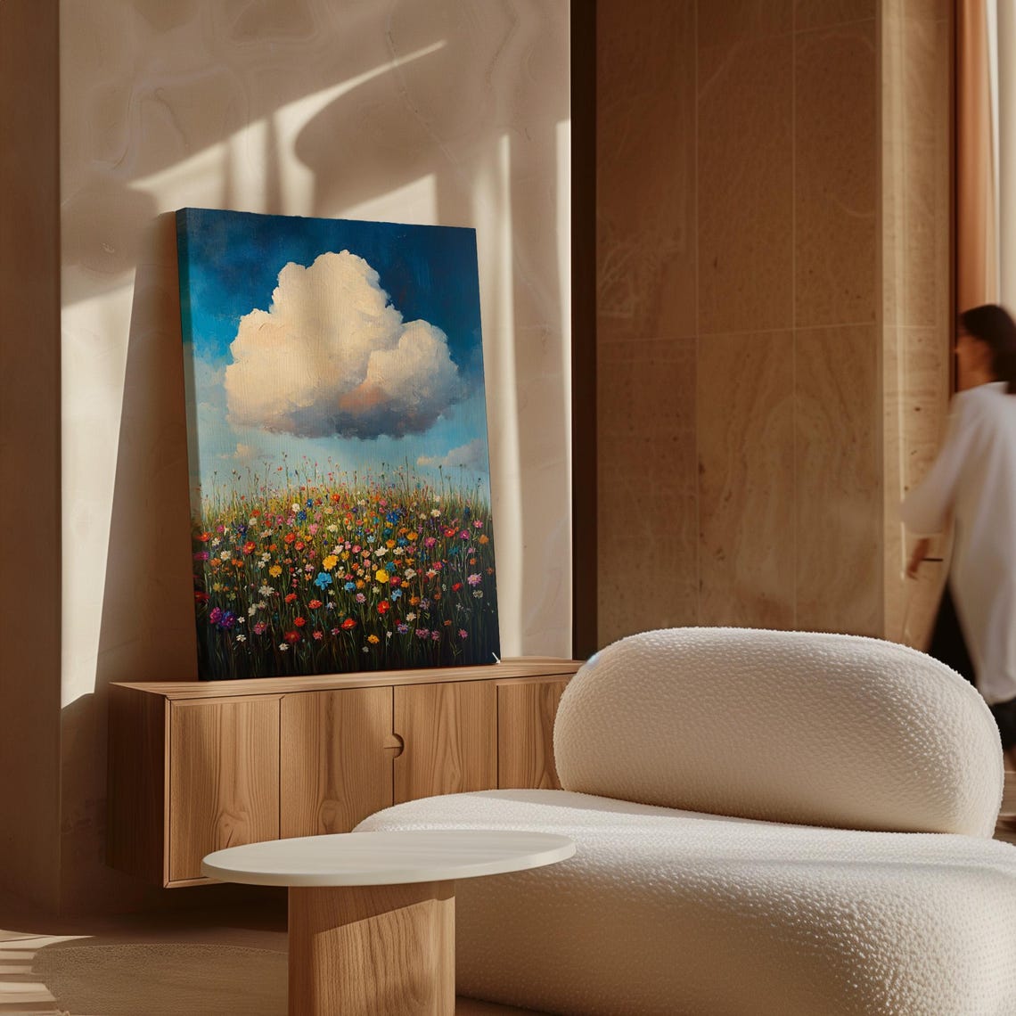 Vibrant Wildflower Field Under Bright Cloud Dramatic Sky Art Poster - Image 7