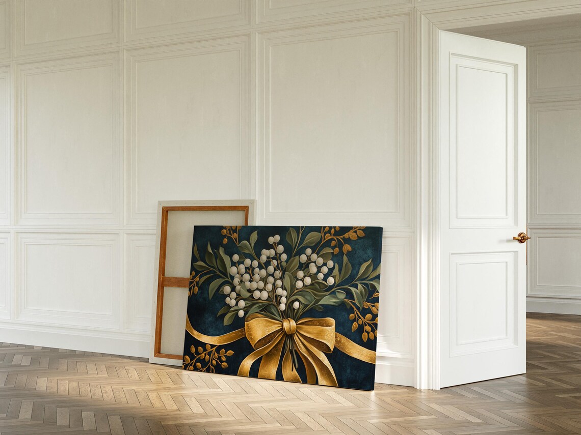 Gold Bow And White Berries Christmas Wall Decor - Image 6