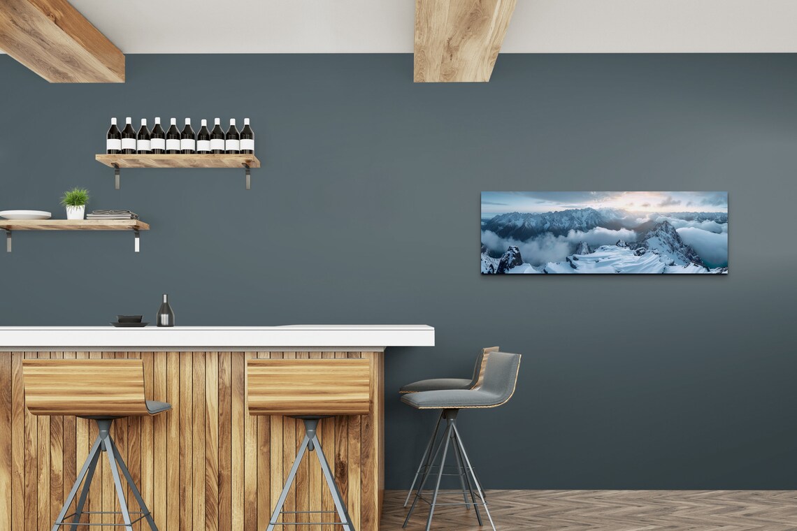 Snow Covered Andes Mountains, Panoramic Nature Art Print - Image 3