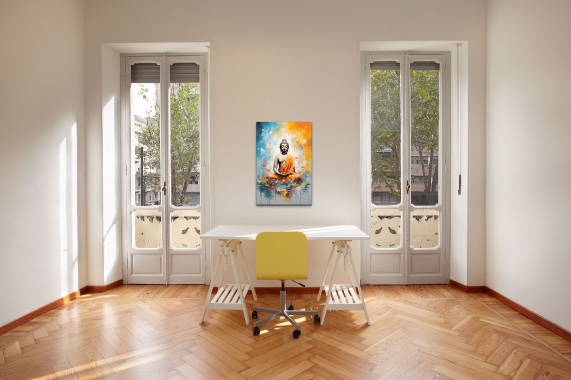 Buddha Meditating in Colorful Abstract Watercolor Splash Art Poster - Image 7