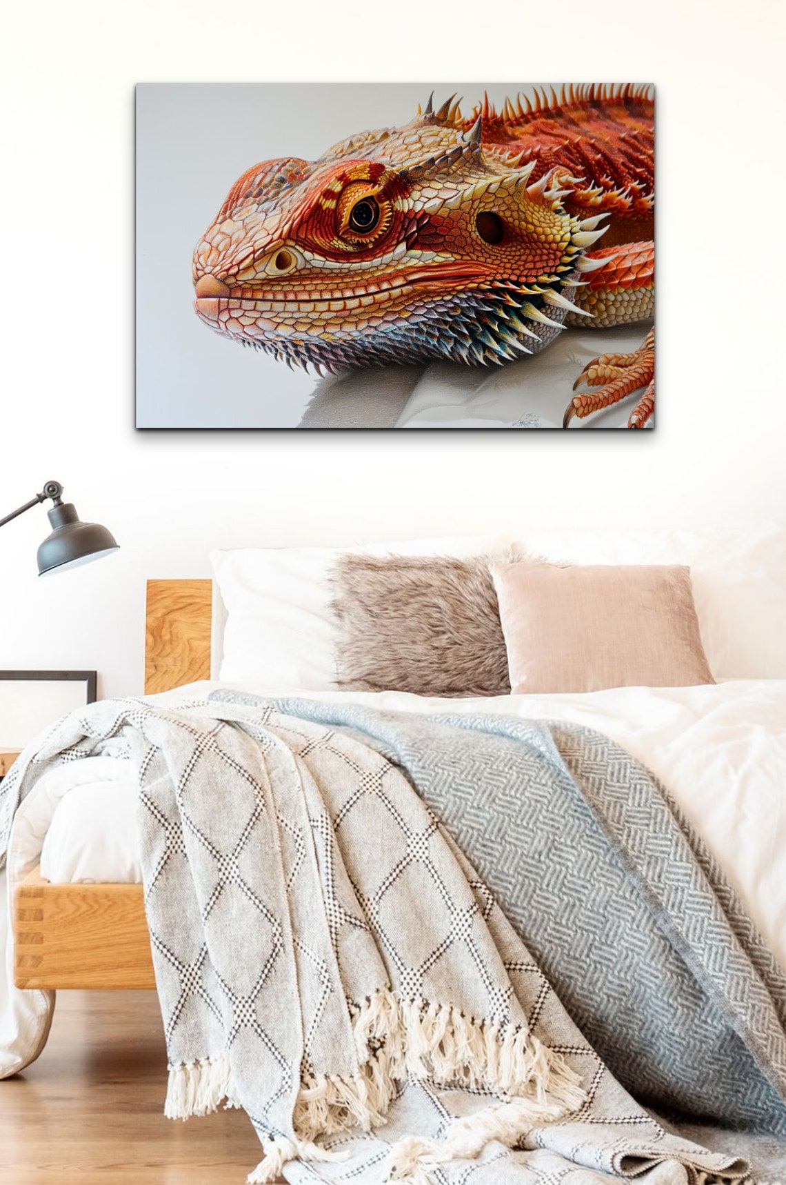 Bearded Dragon Close Up Portrait Fiery Orange Reptile Art Poster - Image 7