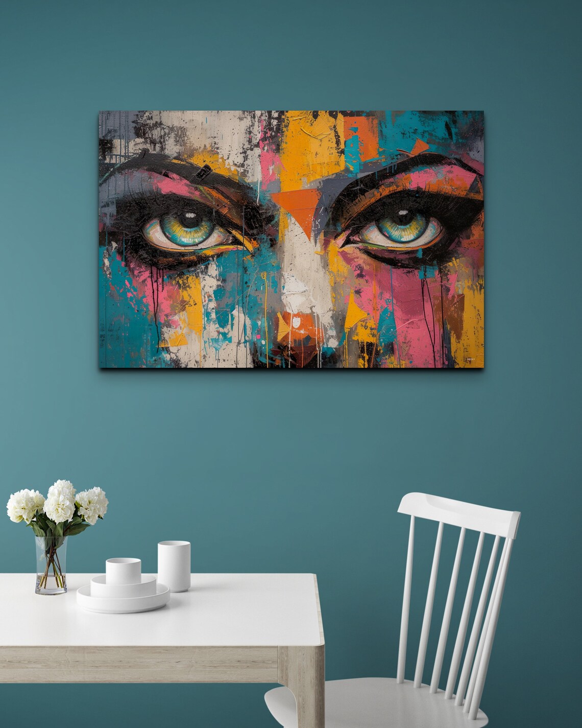 Bold Abstract Colorful Woman Eyes Graffiti Face Painting Poster - Image 5