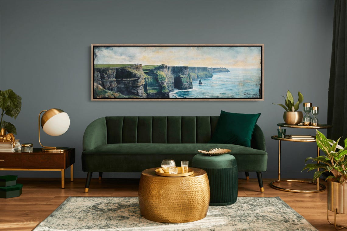 Ireland Cliffs Of Moher Panoramic Green Cliff Ocean Seascape Poster - Image 4